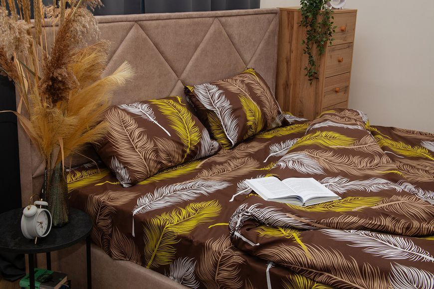 Комплект постільної білизни Деметра-27 (євро, бязь gold lux, наволочки: 50х70 см 2 шт та 70х70 см 2 шт, мокко, перо) IMI m-ps-bz-glx-dmtr27-vr-m-p фото