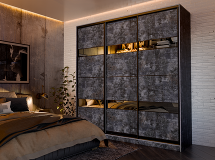 Шкаф-купе Мираж-12 (180 &times; 45 &times; 240 см, бетон темный и графит 2) m-shk-mr12-18-45-btm-g2 фото