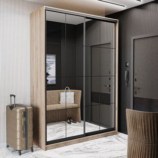 Шкаф-купе Нарния-4 (120 &times; 45 &times; 240 см, с зеркалом, дуб крафт серый ) m-shk-nrn-4-12-45-dks-dz фото