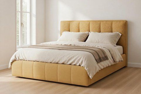 Кровать Emilie (140 &times; 190 см, жаккард, без подъемного механизма, желтый) ІМІ Premium mpr-l-ml-14-19-shrl-45-bp фото
