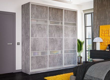 Шкаф-купе Мираж-6 (180 &times; 45 &times; 240 см, бетон и сатин) m-shk-mr-6-18-45-st-btn фото